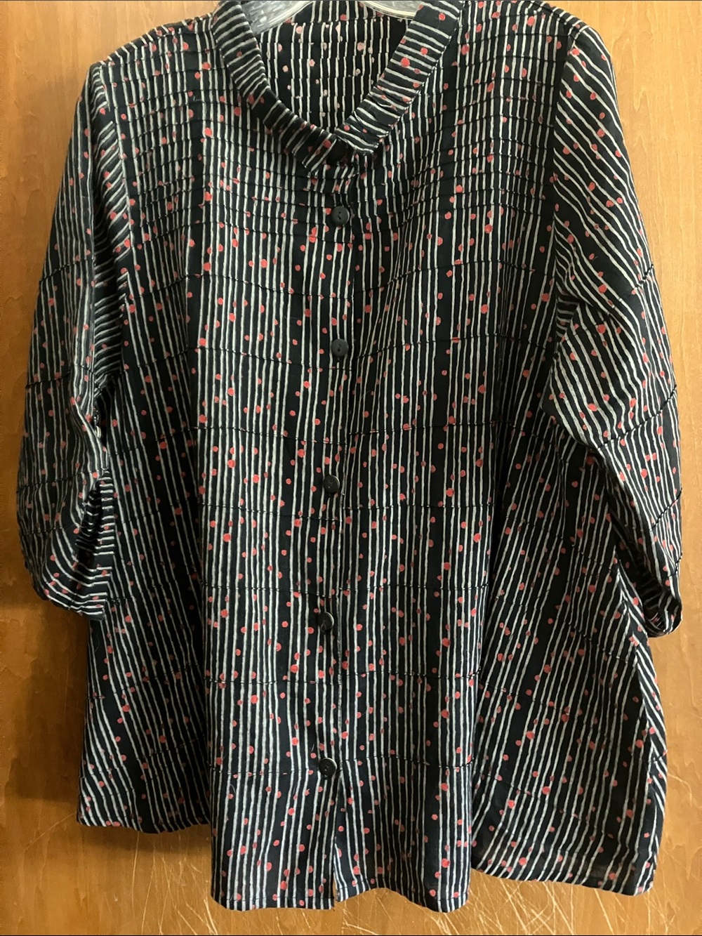 MONA LISA 100% Cotton Lagenlook Top Size M 3/4 Sleeves